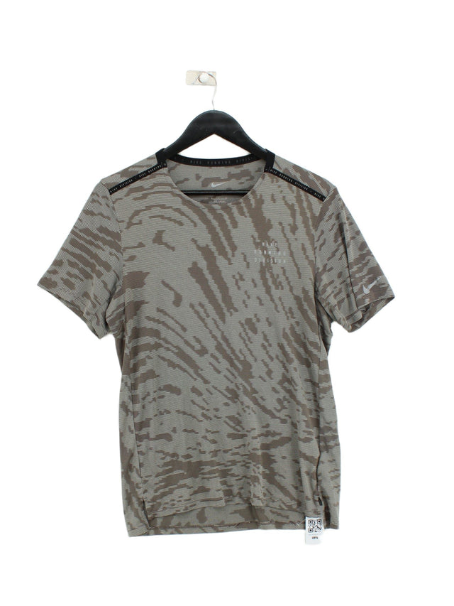 Nike Men's T-Shirt S Brown 100% Polyester