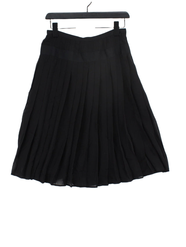 Hobbs Women's Midi Skirt UK 8 Black Silk with Polyester