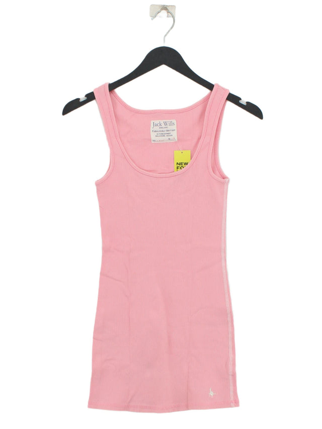 Jack Wills Women's T-Shirt UK 10 Pink Cotton with Elastane