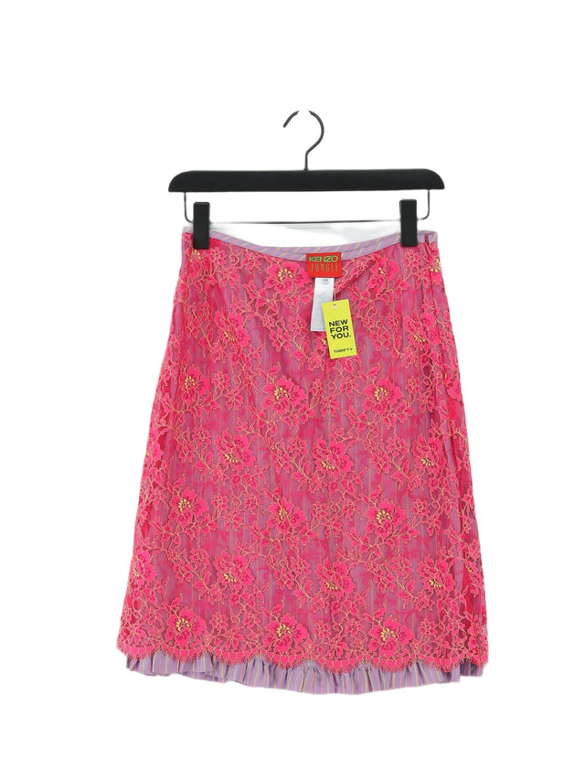 Kenzo Women's Midi Skirt UK 12 Pink Nylon with Cotton, Polyamide