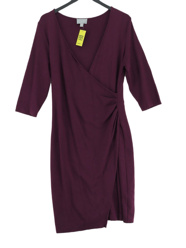 Pure Collection Women's Midi Dress UK 16 Purple Viscose with Elastane, Polyamide