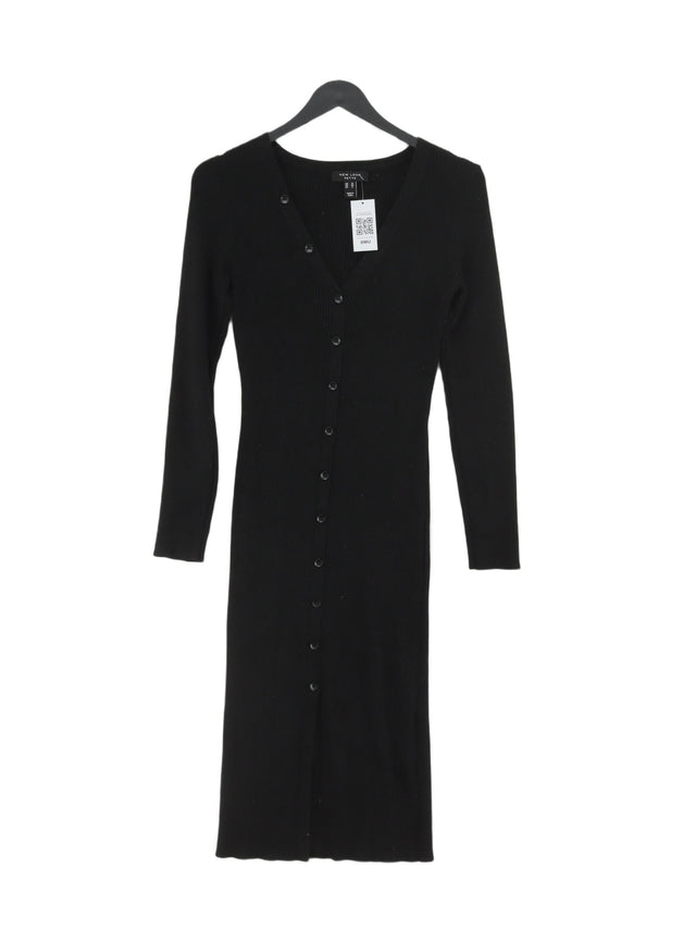 New Look Women's Midi Dress UK 10 Black Viscose with Polyester