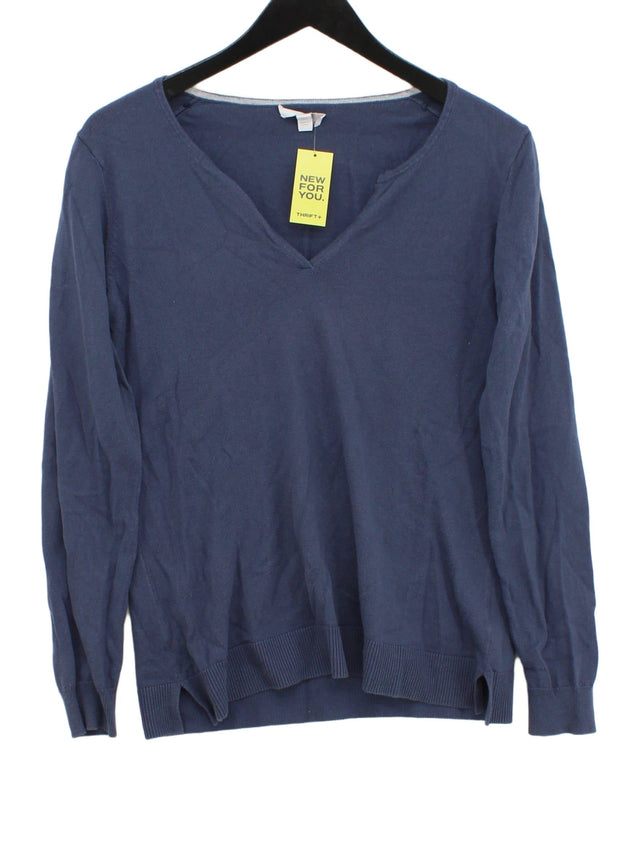 The White Company Women's Jumper UK 12 Blue Cotton with Wool
