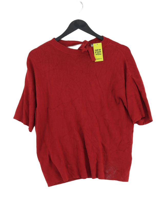 Oliver Bonas Women's Top UK 10 Red Viscose with Polyester