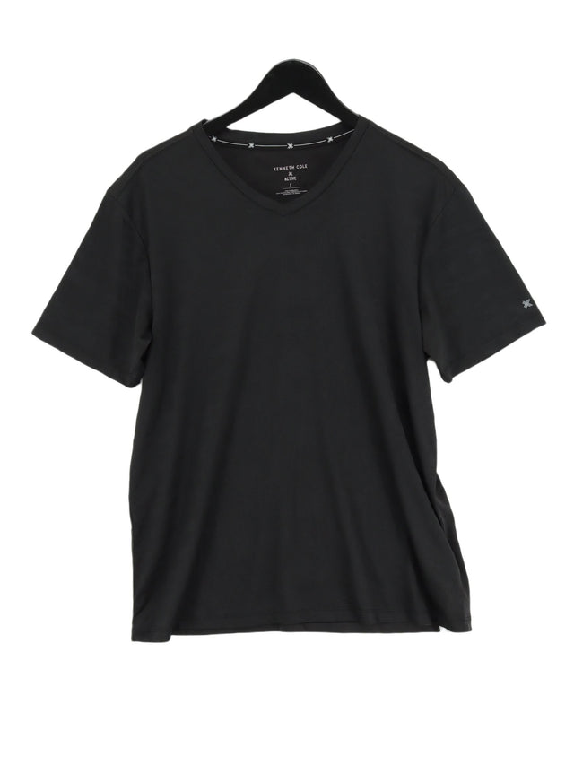 Kenneth Cole Men's T-Shirt L Black Polyester with Spandex