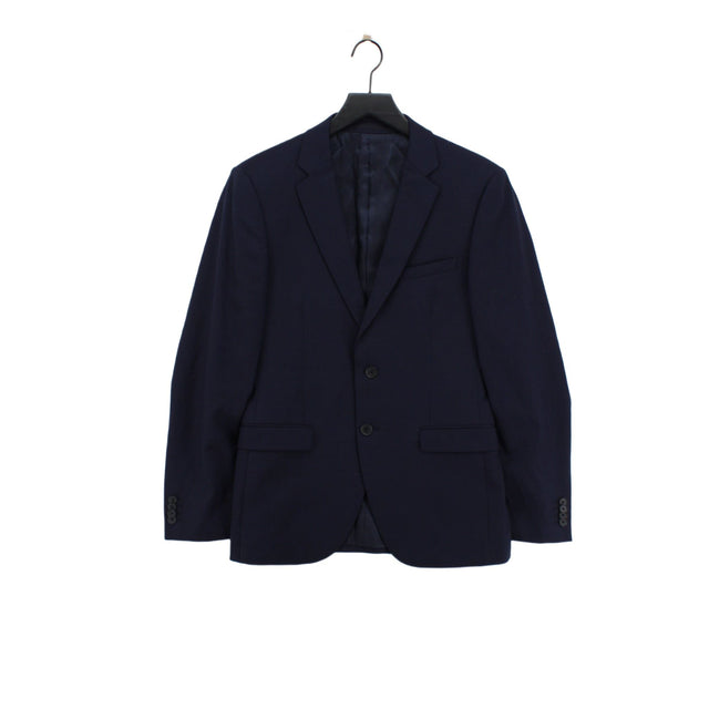 DKNY Men's Blazer Chest: 38 in Blue Wool with Polyester