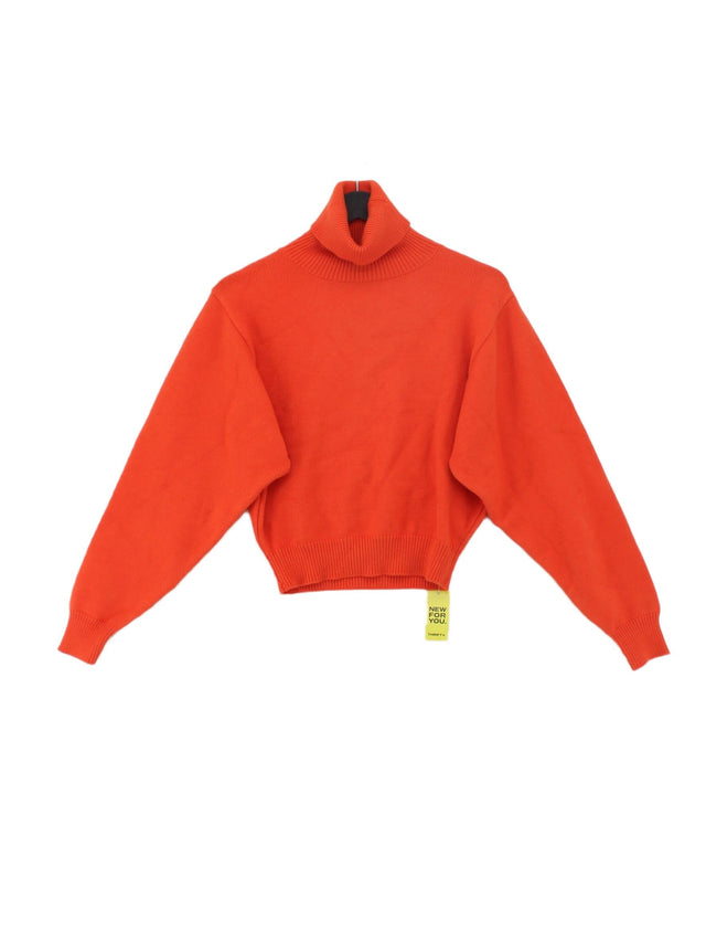 Zara Women's Jumper M Orange Viscose with Nylon, Polyester