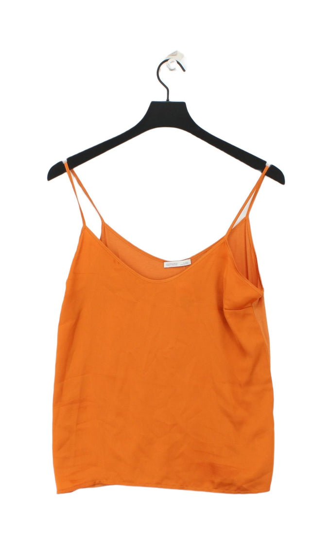 Zara Women's Blouse M Orange Lyocell Modal with Cotton, Polyester