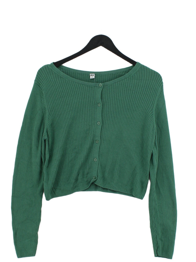 Uniqlo Women's Cardigan XL Green Cotton with Lyocell Modal