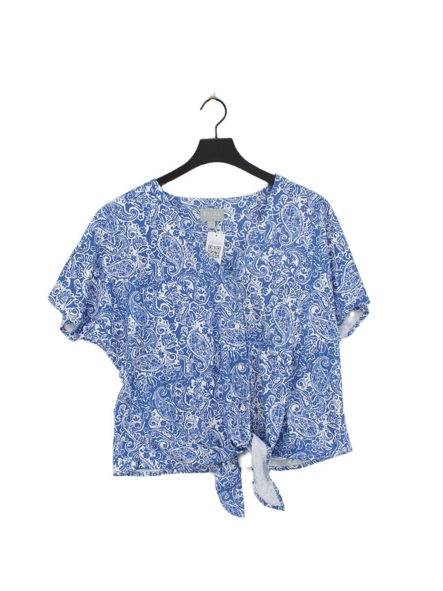 Pure Collection Women's Shirt UK 14 Blue Cotton with Other