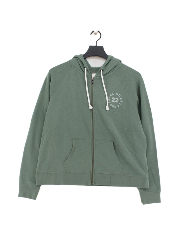 Jack Wills Women's Hoodie UK 16 Green Cotton with Polyester