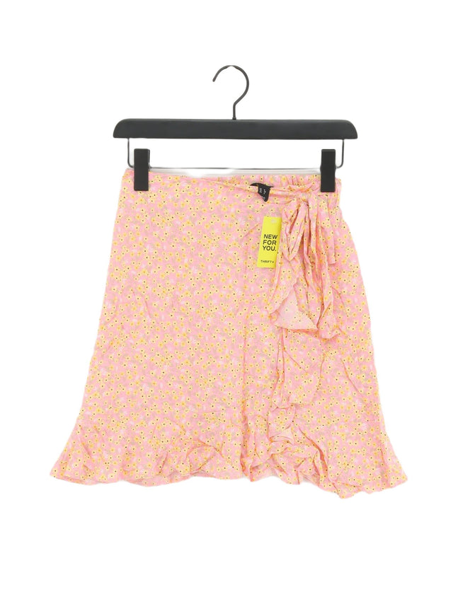 New Look Women's Midi Skirt UK 6 Pink 100% Viscose