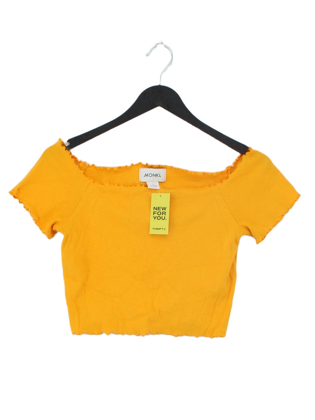 Monki Women's Top S Yellow Cotton with Elastane