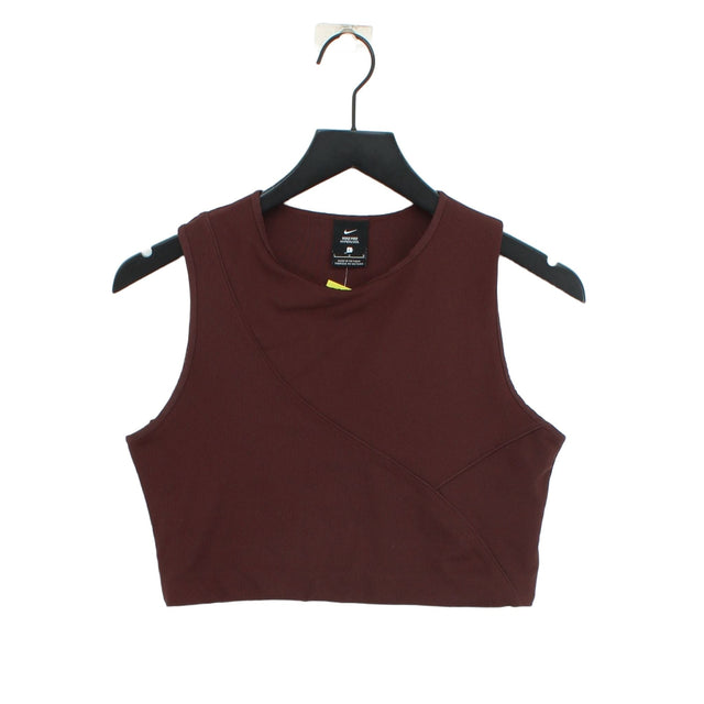 Nike Women's Top L Brown Polyester with Elastane