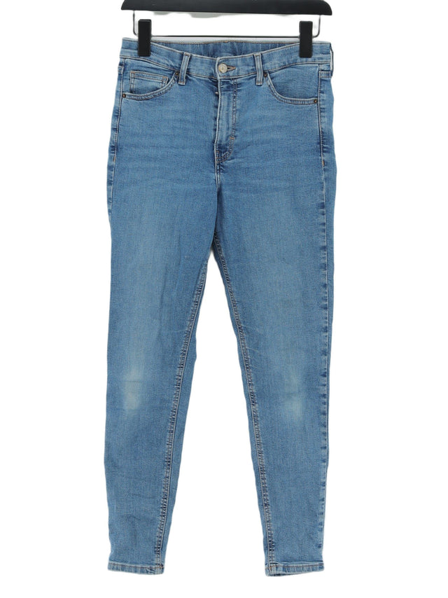 Topshop Women's Jeans W 30 in Blue Cotton with Elastane