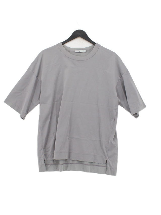 Uniqlo Men's T-Shirt S Grey 100% Cotton