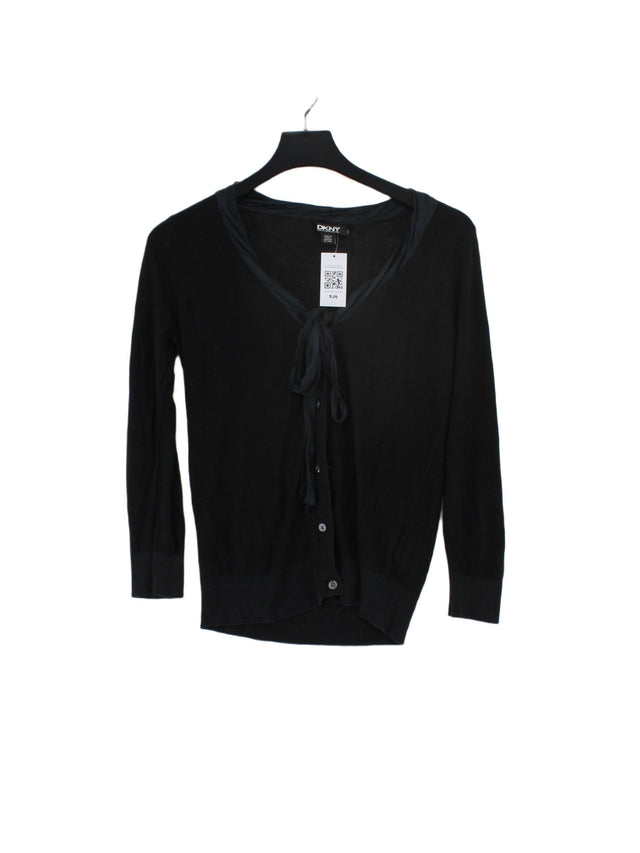 DKNY Women's Cardigan S Black 100% Silk