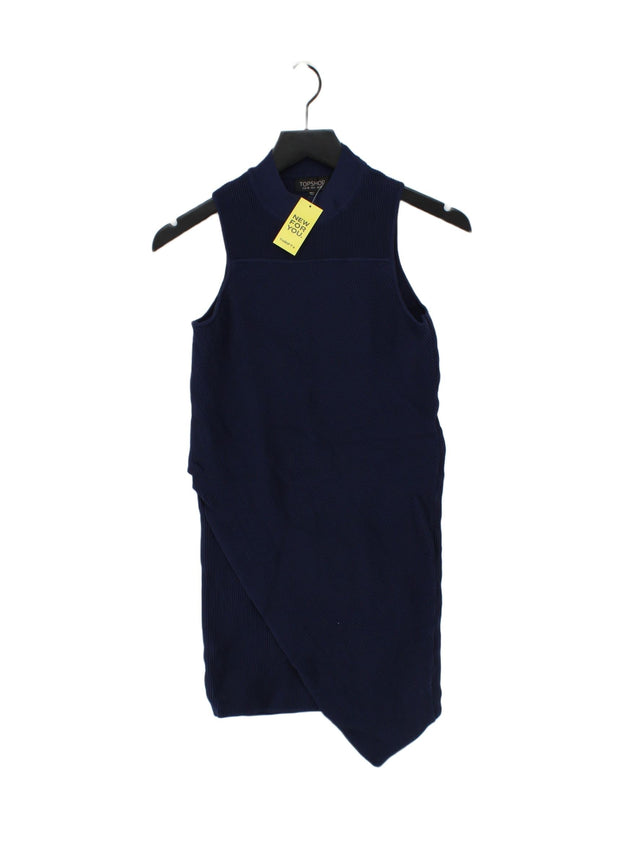 Topshop Women's Midi Dress UK 10 Blue Viscose with Nylon