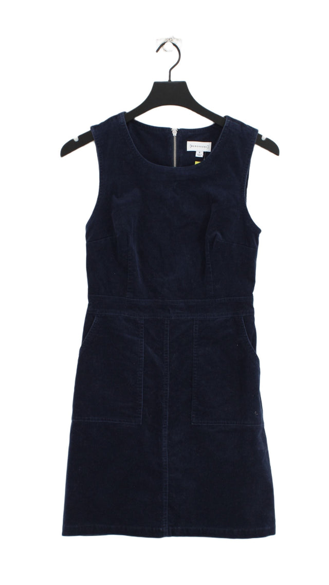 Warehouse Women's Midi Dress UK 8 Blue Cotton with Elastane