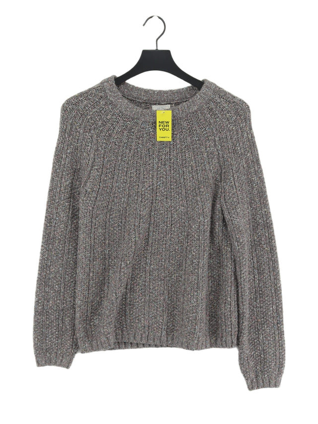 FatFace Women's Jumper UK 10 Grey Acrylic with Cotton, Polyester