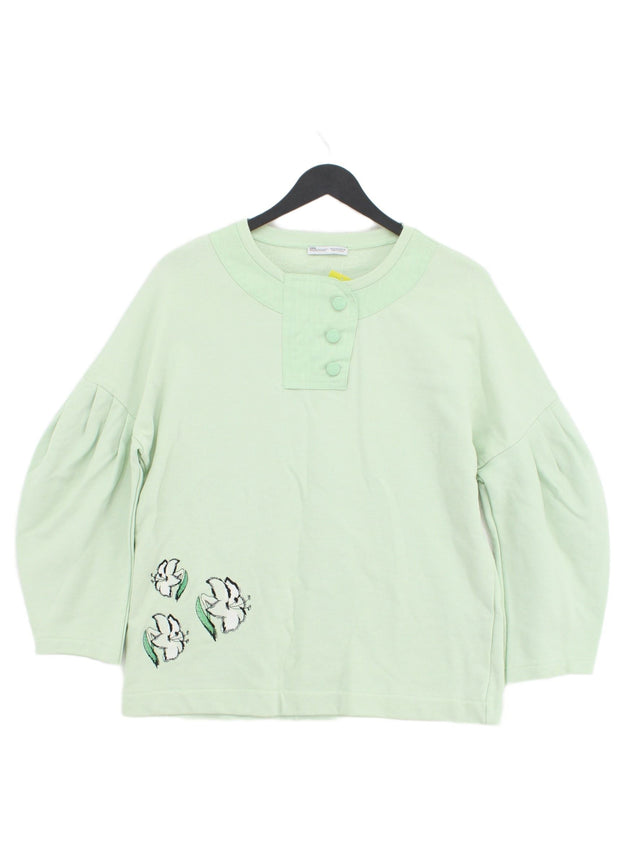 Zara Women's Top M Green 100% Cotton