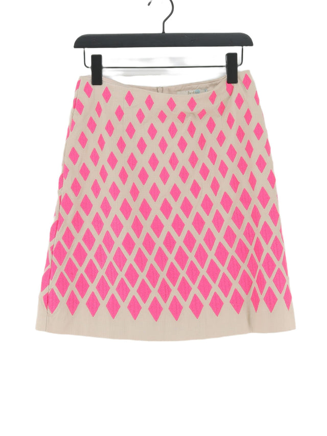 Boden Women's Midi Skirt UK 10 Pink Cotton with Other, Polyester