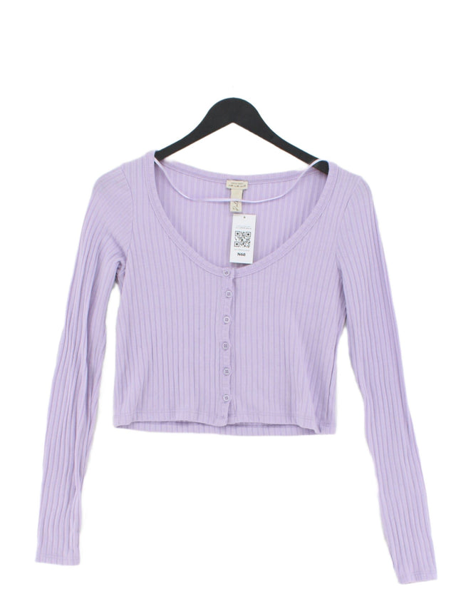 Pull&Bear Women's Top M Purple Polyester with Elastane