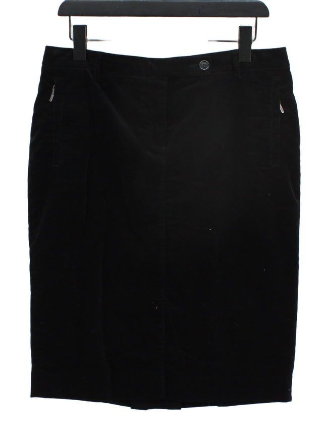 Seventy Women's Midi Skirt W 34 in Black Cotton with Spandex