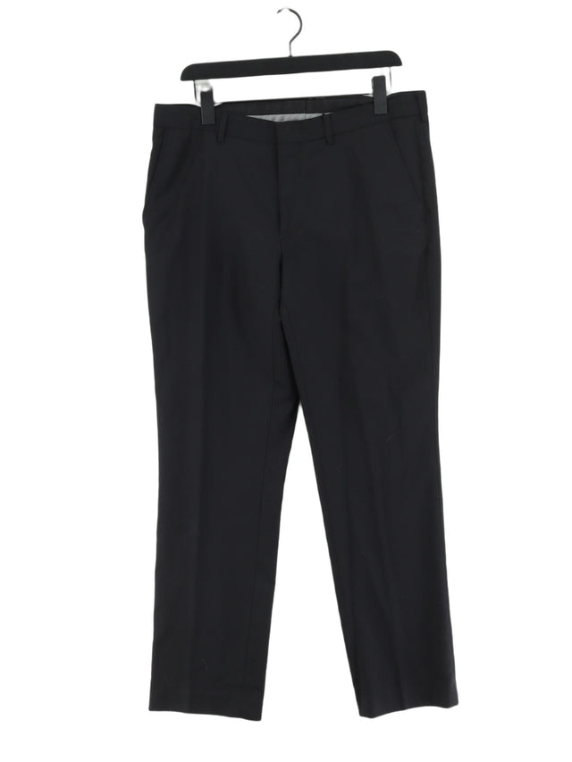 Next Men's Suit Trousers W 34 in Black Wool with Polyester