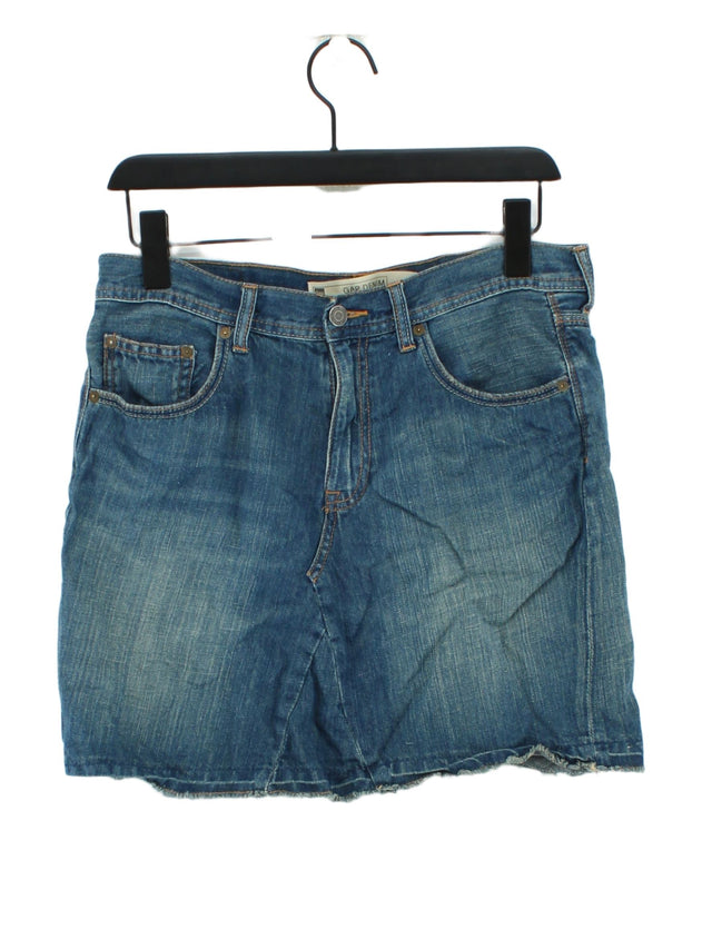 Gap Women's Mini Skirt UK 12 Blue Cotton with Linen