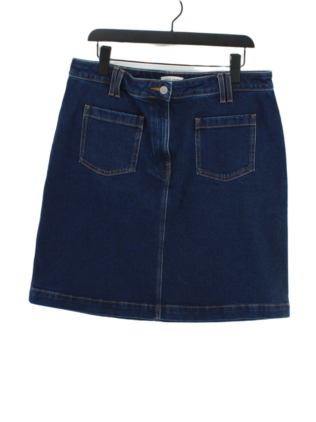 White Stuff Women's Mini Skirt UK 14 Blue Cotton with Elastane, Lyocell Modal