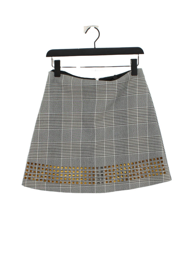 Topshop Women's Mini Skirt UK 10 Grey Polyester with Elastane, Viscose