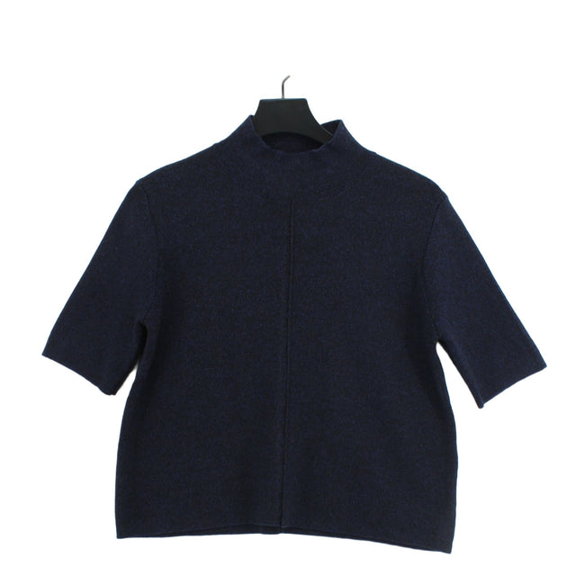 Zara Women's Jumper L Blue Polyester with Cotton, Viscose