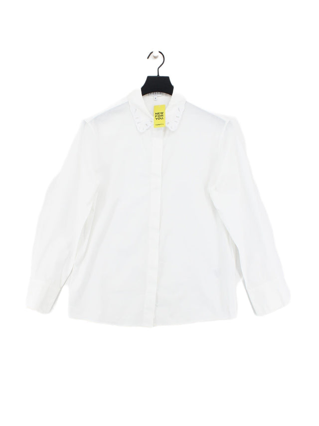 Claudie Pierlot Women's Shirt UK 10 White Cotton with Polyester