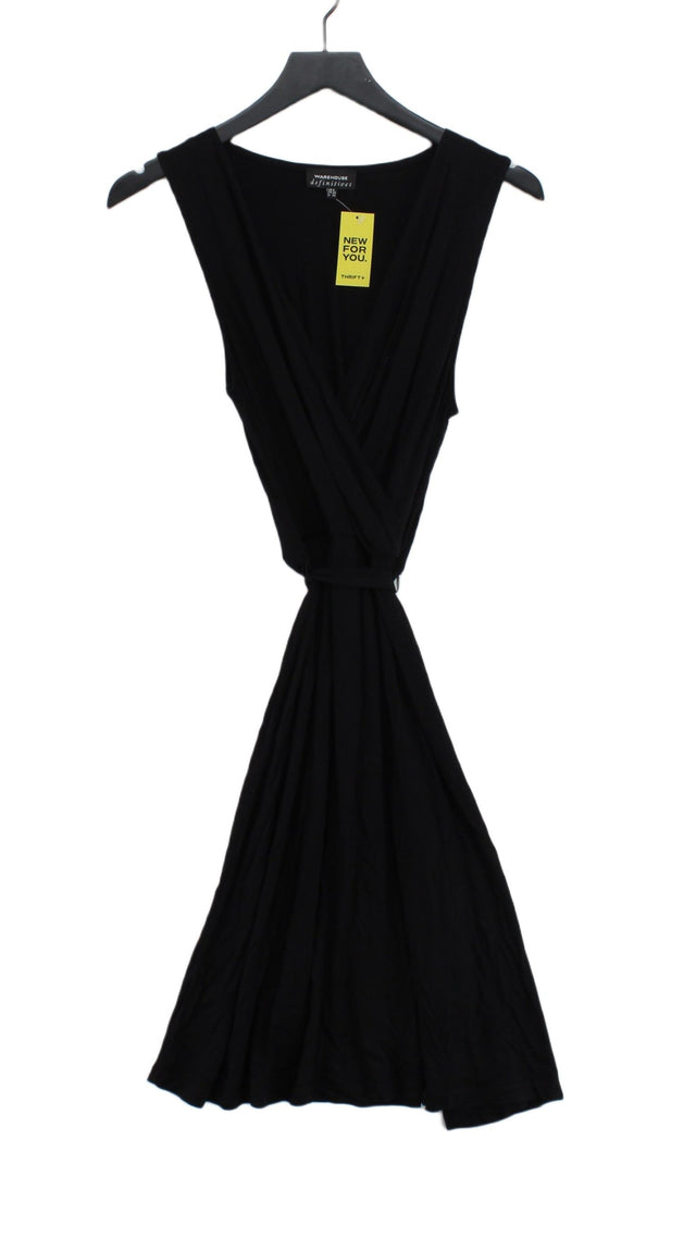 Warehouse Women's Midi Dress UK 8 Black Viscose with Elastane