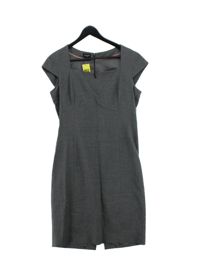 Hobbs Women's Midi Dress UK 12 Grey Wool with Elastane, Polyester