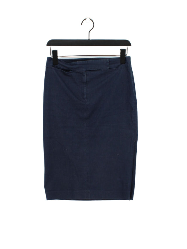Oasis Women's Midi Skirt UK 10 Blue Cotton with Elastane, Polyamide