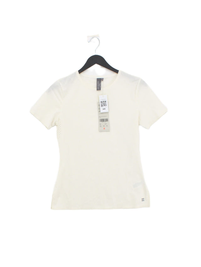 Sweaty Betty Women's T-Shirt XS Cream Polyester with Elastane, Polyamide