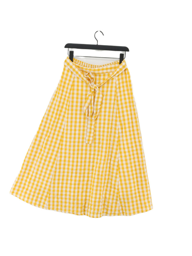 Joe Browns Women's Midi Skirt UK 12 Yellow 100% Cotton
