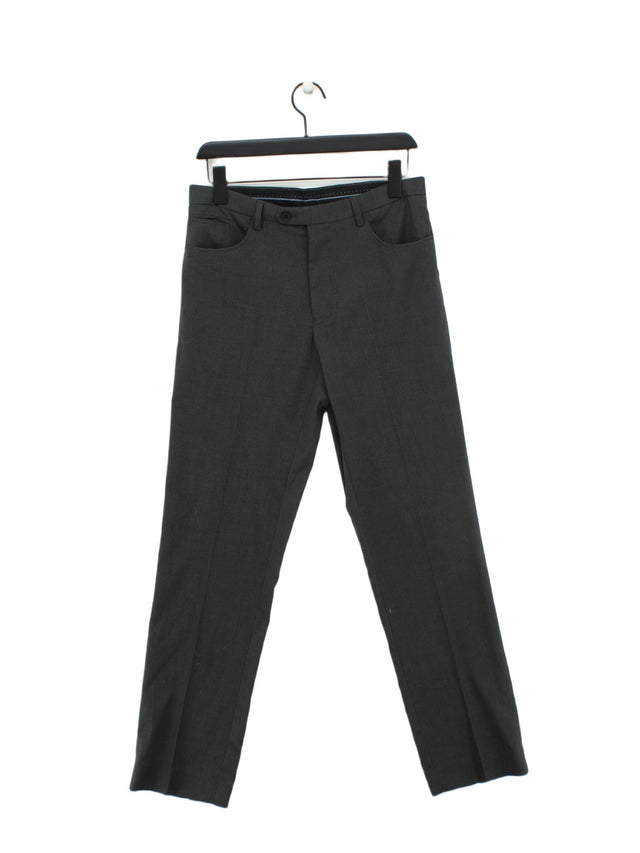 Next Men's Suit Trousers W 30 in Black Polyester with Elastane, Viscose