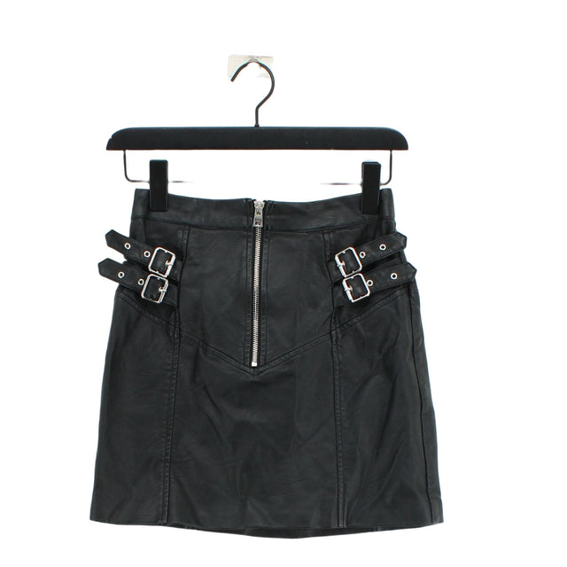 Topshop Women's Mini Skirt UK 4 Black Polyester with Cotton