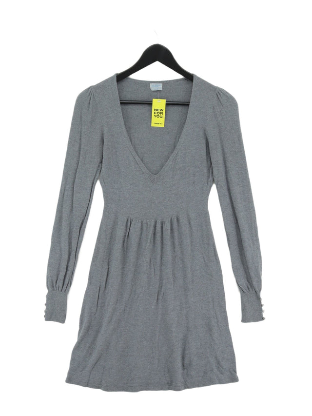 Oasis Women's Midi Dress UK 8 Grey Viscose with Angora, Polyamide