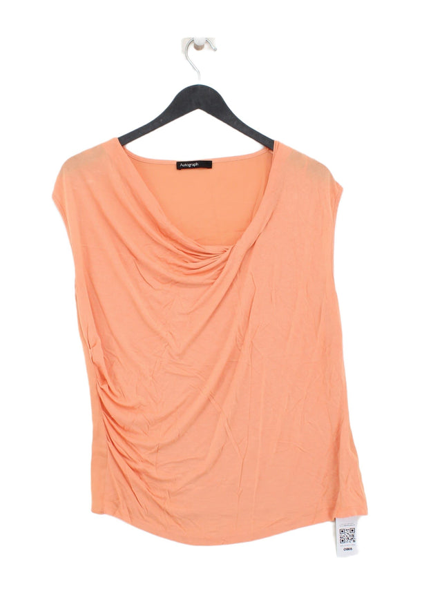Autograph Women's Top UK 12 Orange Viscose with Polyester