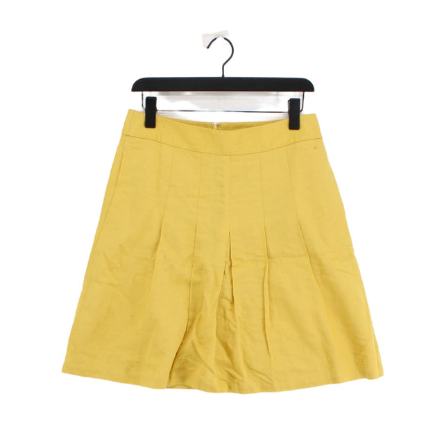 Banana Republic Women's Midi Skirt UK 8 Yellow Cotton with Linen