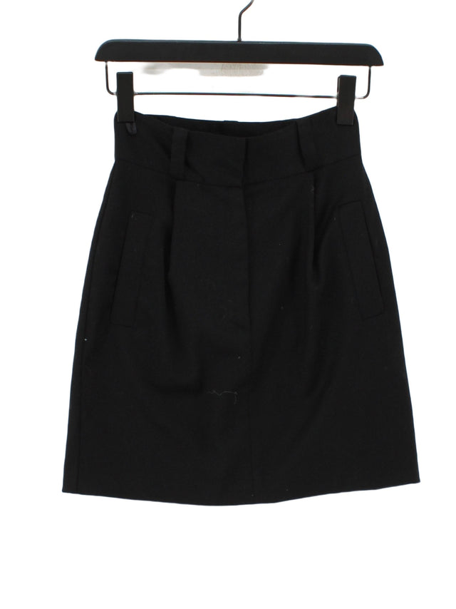 French Connection Women's Midi Skirt UK 6 Black Wool with Elastane