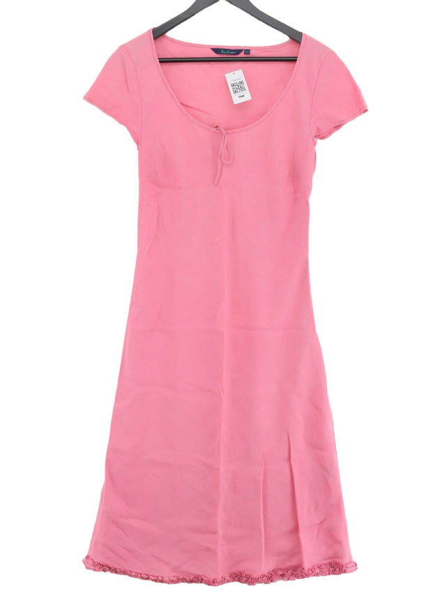 Boden Women's Midi Dress UK 10 Pink 100% Linen