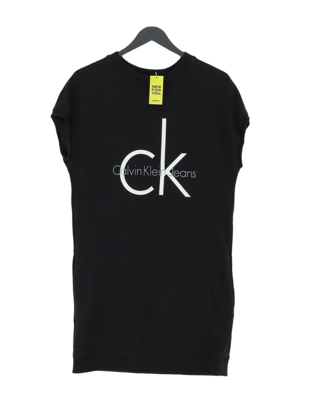 Calvin Klein Women's Midi Dress S Black Cotton with Elastane