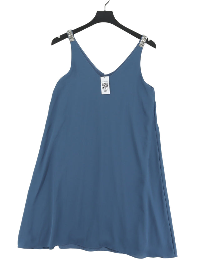 Next Women's Midi Dress UK 10 Blue Polyester with Elastane, Viscose