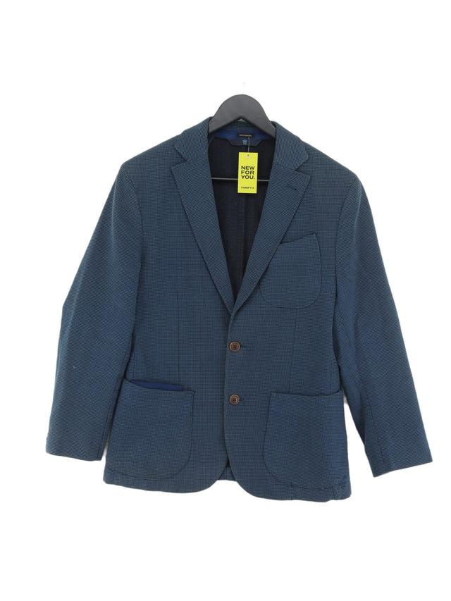 Massimo Dutti Women's Blazer UK 18 Blue Polyester with Cotton, Wool