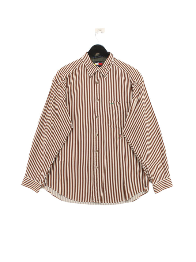 Tommy Hilfiger Men's Shirt M Brown 100% Cotton